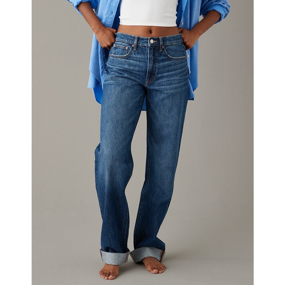 !IT JEANS Los Angeles Medium Wash Low-Rise Straight Leg Jeans Sz 27